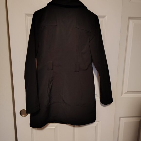 Guess Black Asymmetrical Zip Black MOTO Fitted Jacket Pea Coat Size Small - Picture 10 of 15